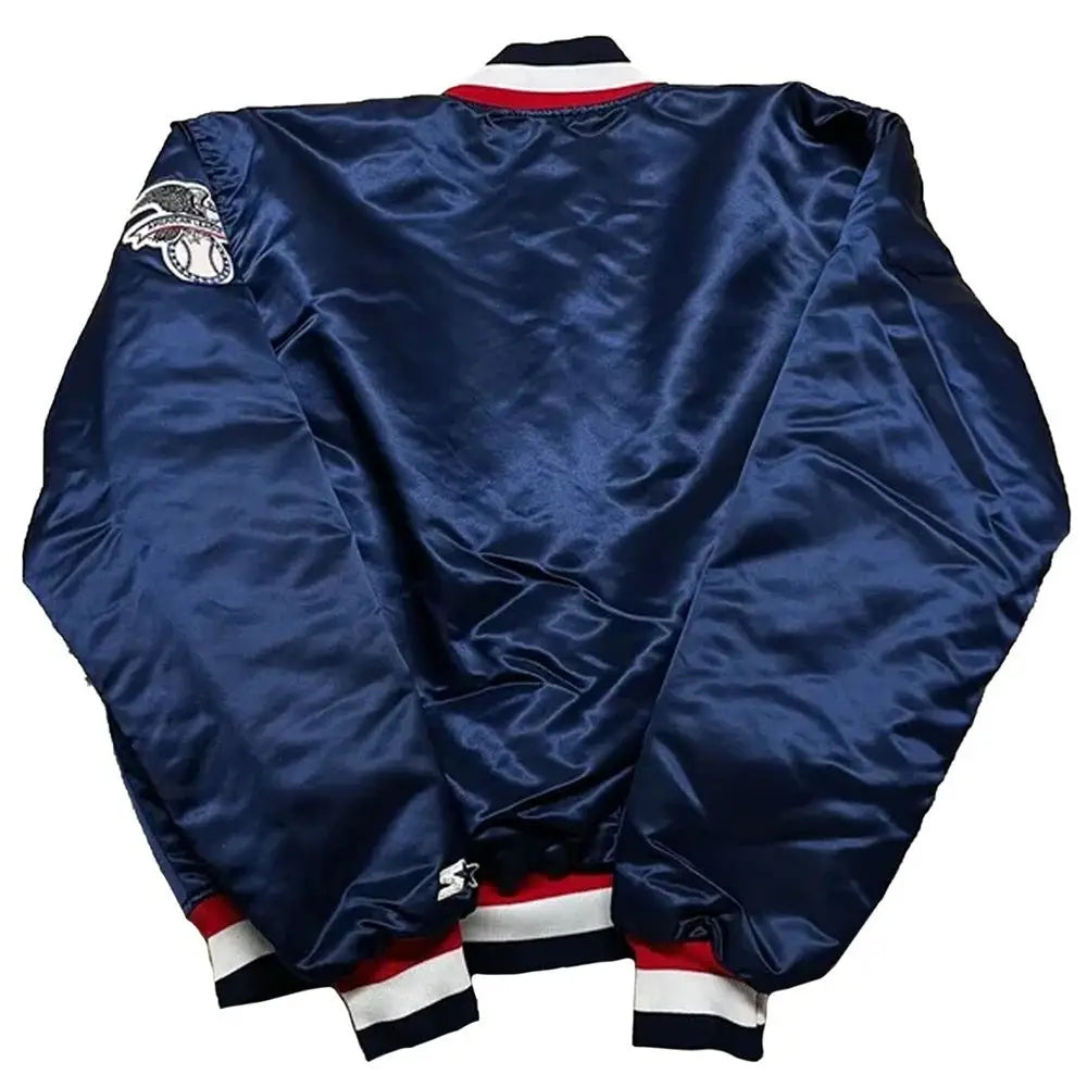 Washington Senators 90’s Satin Jacket – Retro Blue Full-Snap Varsity