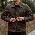 Men's Waxed Canvas Field Jacket Water-Resistant Outdoor Utility Coat