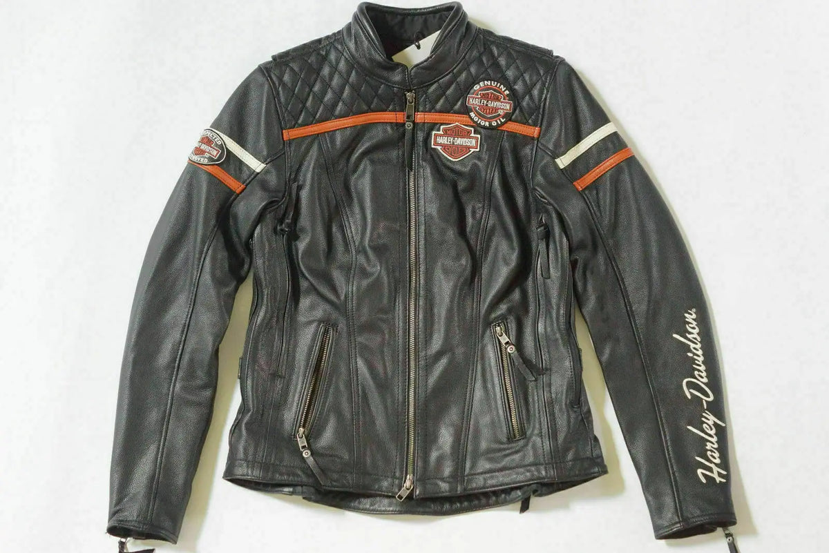 Women Miss Enthusiast HARLEY DAVIDSON B&S Triple Vent Black Leather Jacket