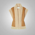 Women's Brown Thick Fur Shearling Sheepskin Leather Vest