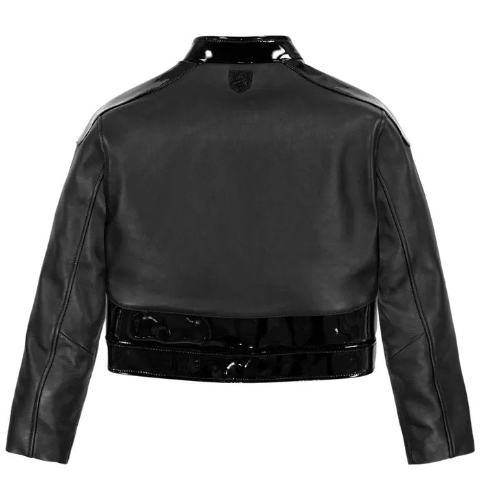 Women’s Avirex Black Patent Cropped Leather Biker Jacket