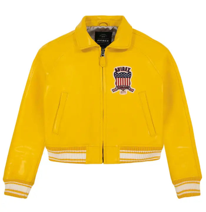 Women’s Avirex Simple Gold Cropped Leather Jacket