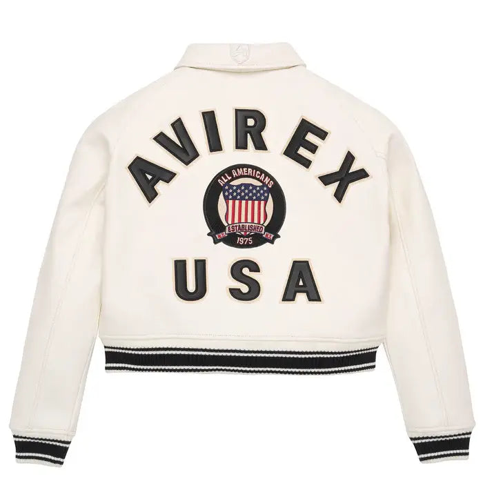 Women’s Avirex Snow White Cropped Leather Jacket
