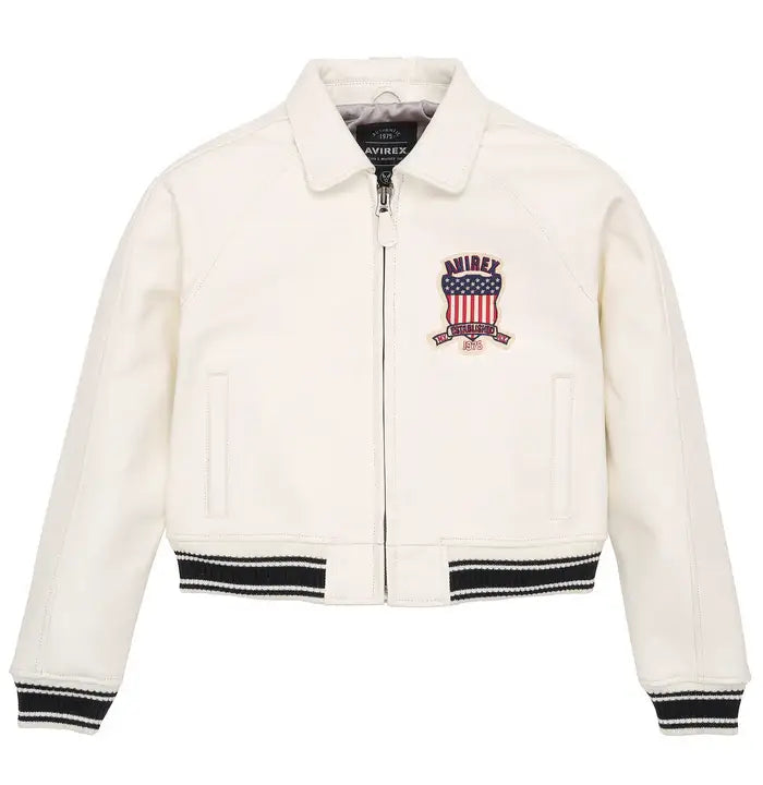 Women’s Avirex Snow White Cropped Leather Jacket