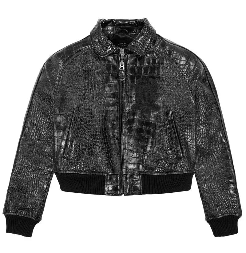 Women’s Cropped Crocodile Leather Jacket