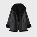 Women B3 RAF Aviator Black Styled Sheepskin Shearling Leather Jacket