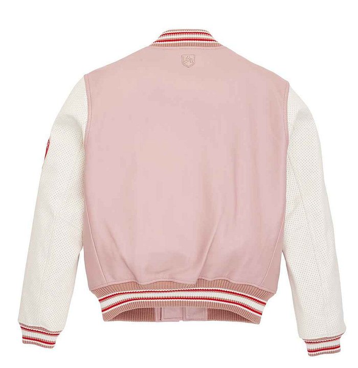 Avirex Pink Script USA Varsity Leather Jacket