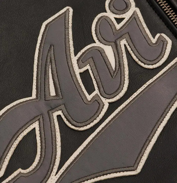 Avirex Black Script USA Varsity Leather Jacket