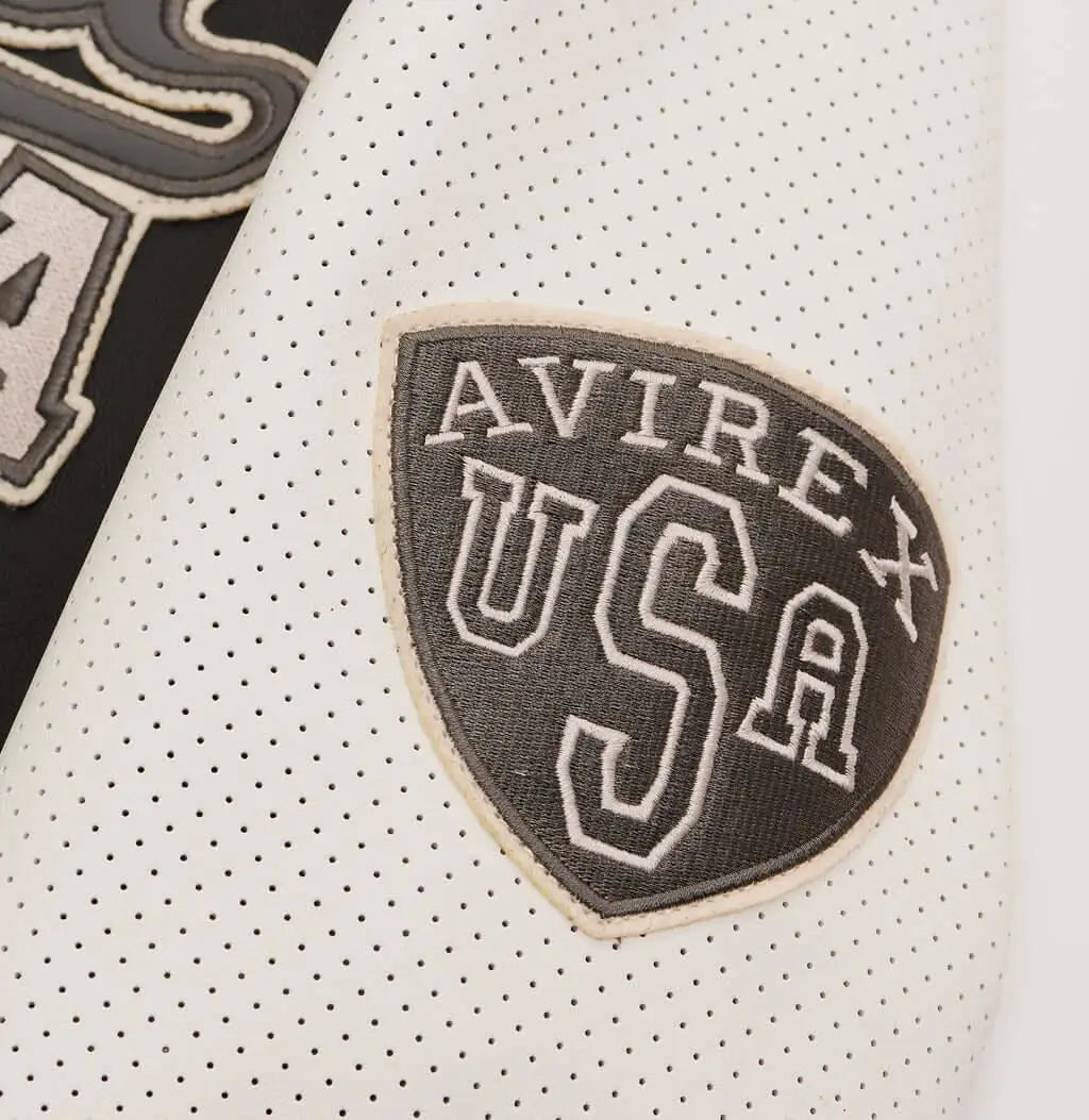 Avirex Black Script USA Varsity Leather Jacket