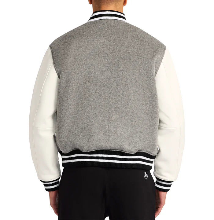 Men’s Avirex Wool Heather Grey Leather Varisty Jacket
