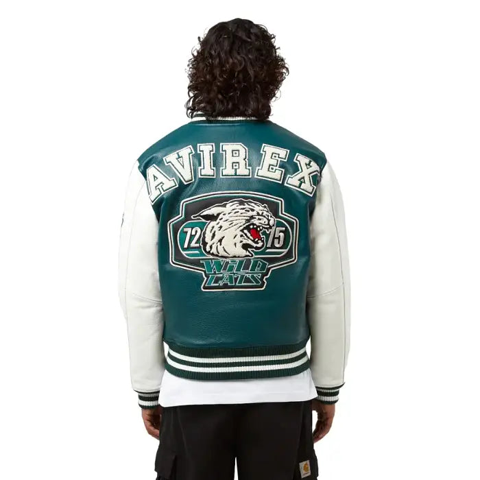 Avirex Green Wildcat Varsity Leather Jacket