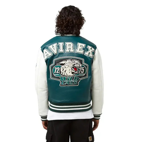 Avirex Green Wildcat Varsity Leather Jacket