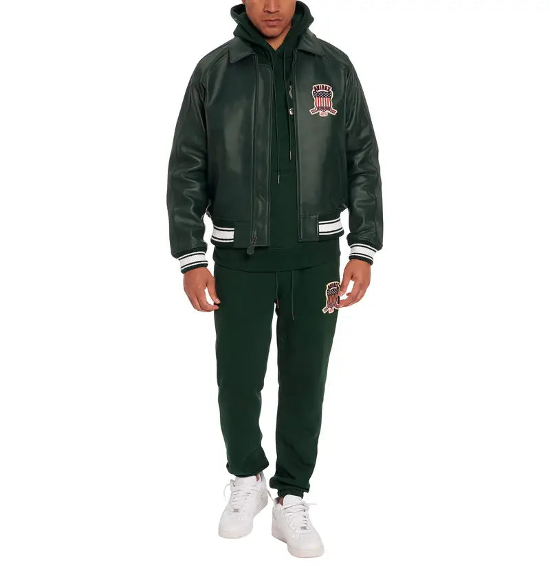 Avirex Hunter Green Icon Leather Jacket