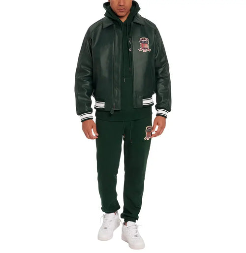Avirex Hunter Green Icon Leather Jacket