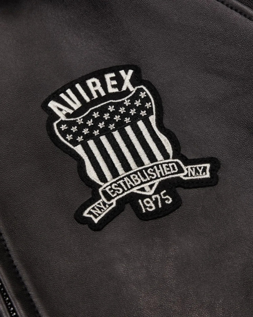 Trapstar x Avirex Men’s Black Icon London Genuine Lambskin Leather Bomber Jacket