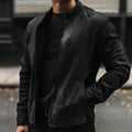 Men's Classic Black Racer Leather Jacket Slim Fit Biker Style