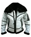 Men's White RAF Aviator Flight Bomber Leather Jacket