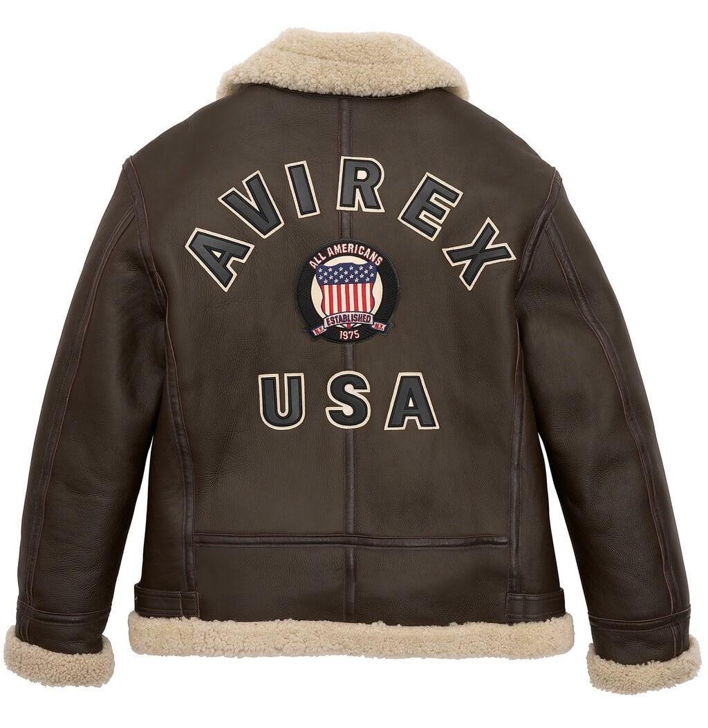 Avirex Brown Shearling Leather Jacket