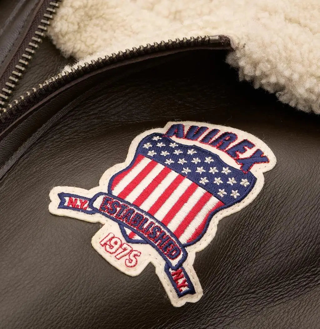 Avirex Brown Shearling Leather Jacket