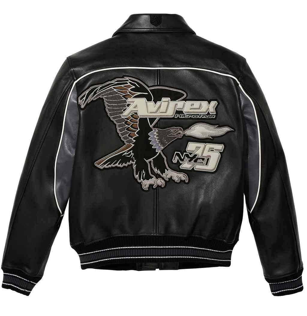 Avirex Nitro Run Jet Black Leather Jacket