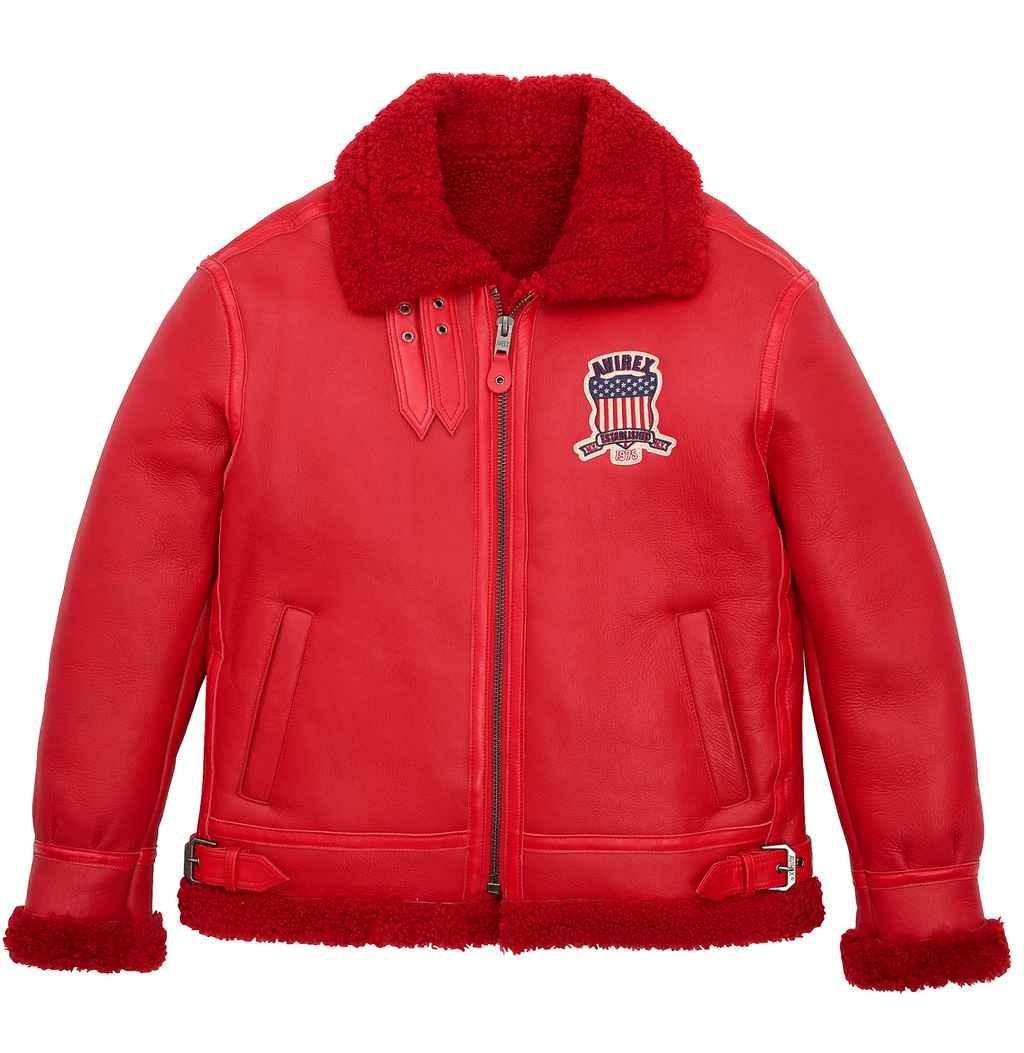 Avirex Red Shearling Leather Jacket