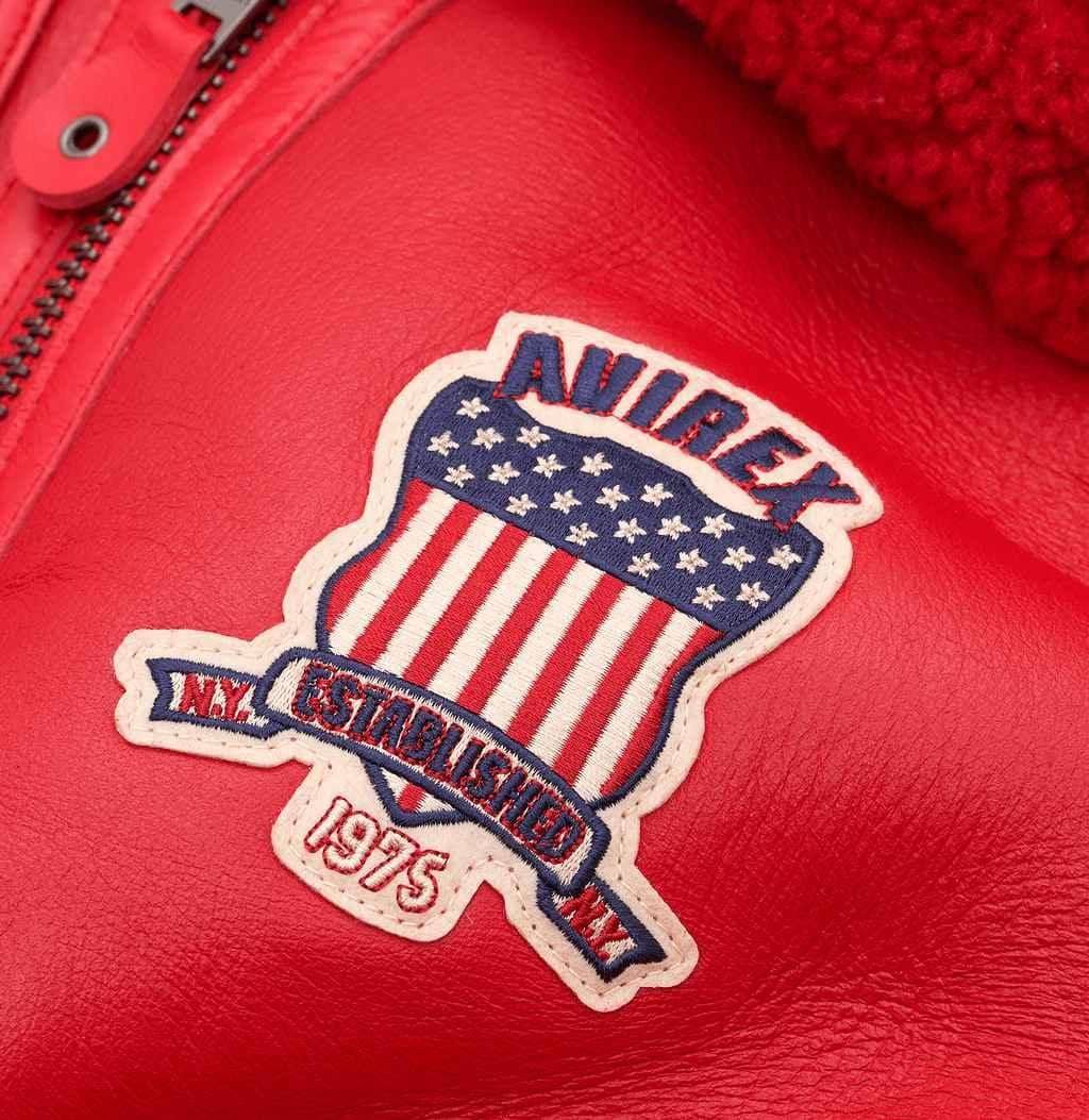 Avirex Red Shearling Leather Jacket