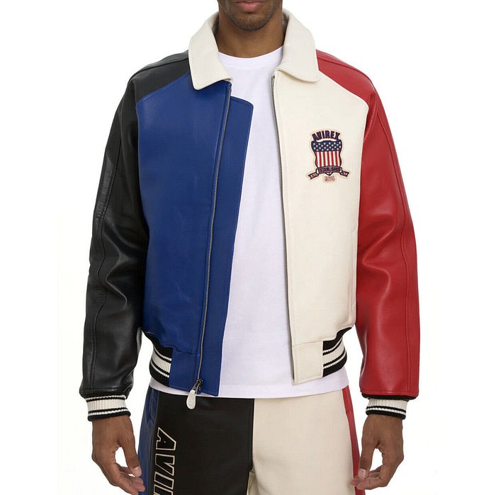 Avirex Block Color Icon Leather Jacket
