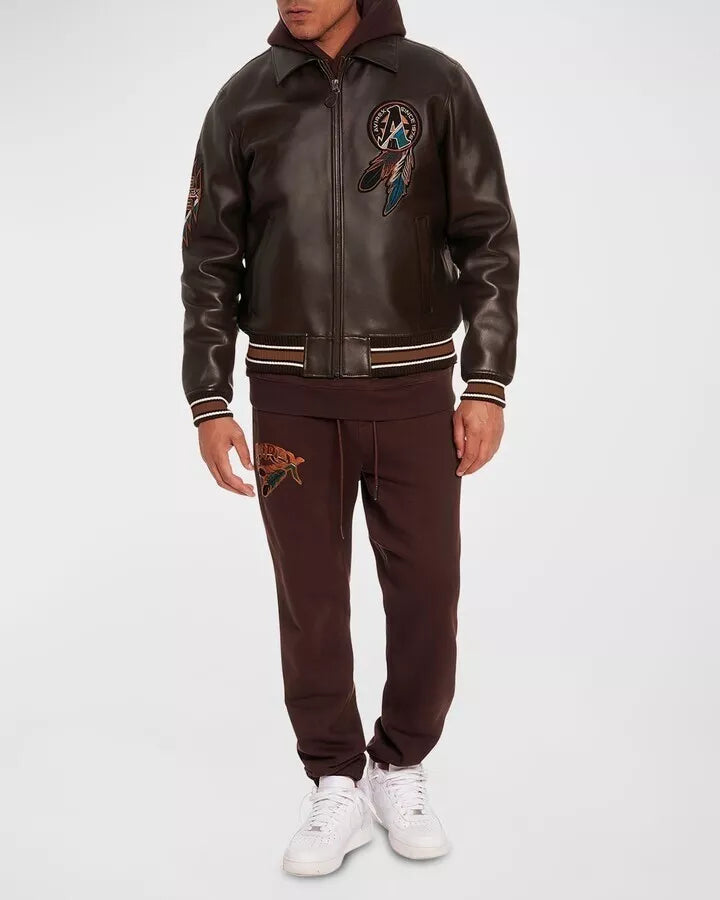 Men’s Avirex Brown Leather Bomber American Jacket Buffalo Legends Leather Jacket