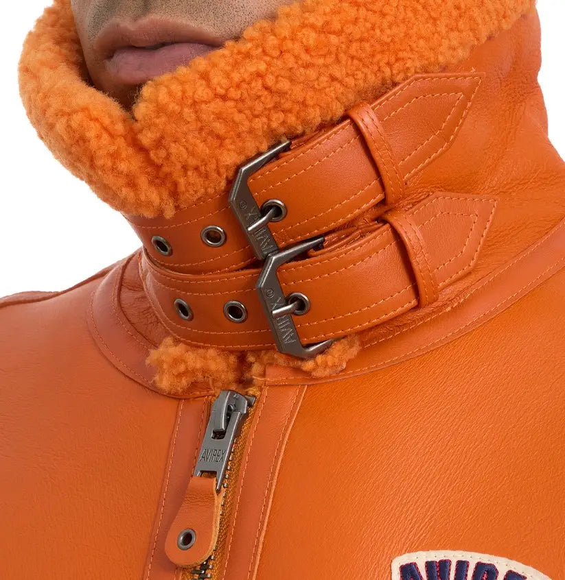Avirex B3 Orange Shearling Jacket