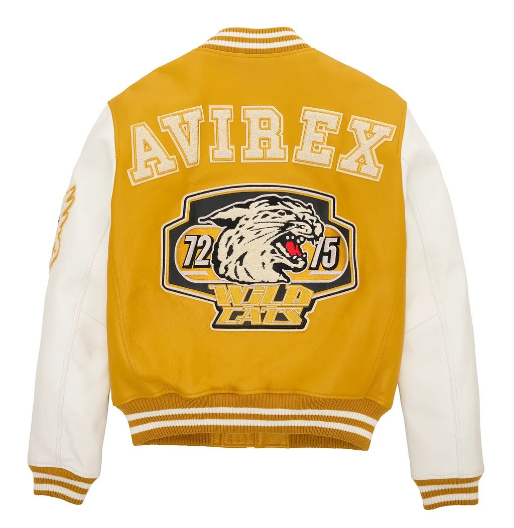 Avirex Yellow Wildcat Varsity Leather Jacket
