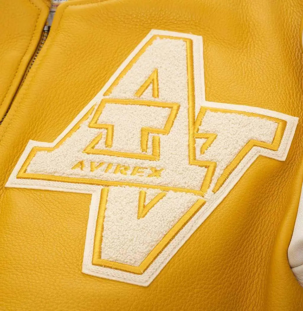 Avirex Yellow Wildcat Varsity Leather Jacket